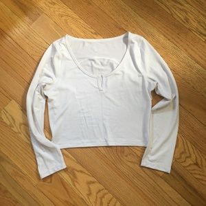 Lululemon Cropped Henley Long Sleeve - white, 6